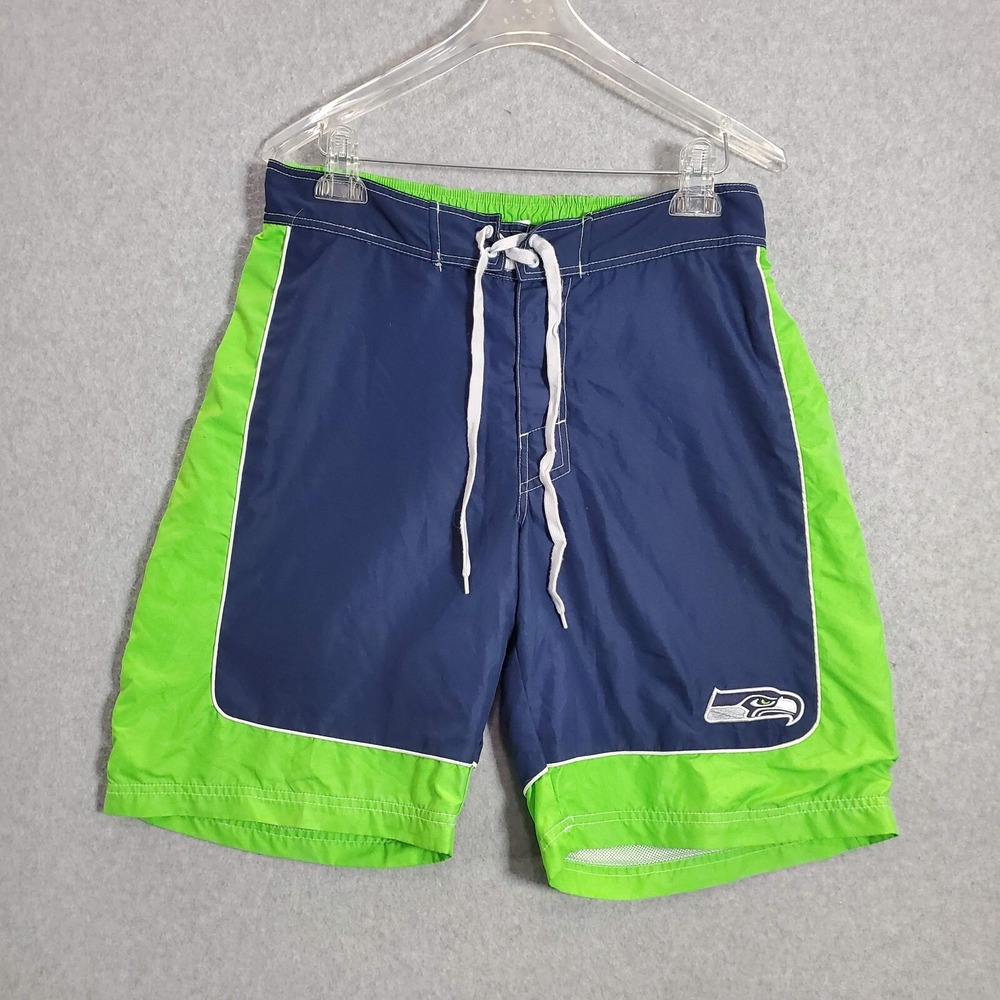 Seattle Seahawks Men Swimwear Medium Blue‎ Trunks Logo Outdoor Beach Surf